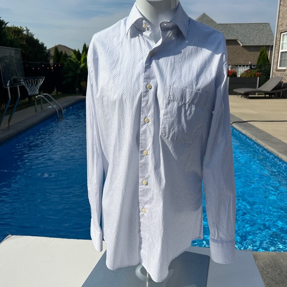 Peter Millar Mens Long Sleeve White with Blue and red dots Size Medium - Picture 3 of 10